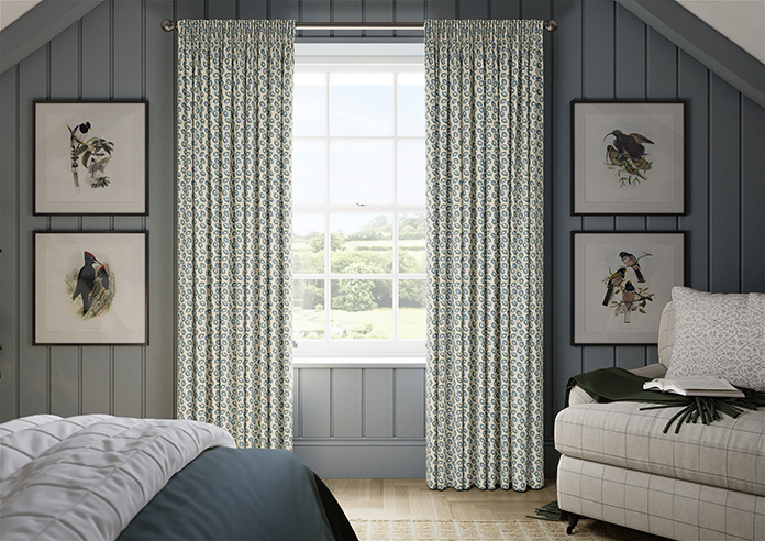 Land & Shore Seedling, Teal - Made to Measure Curtains - Image 3